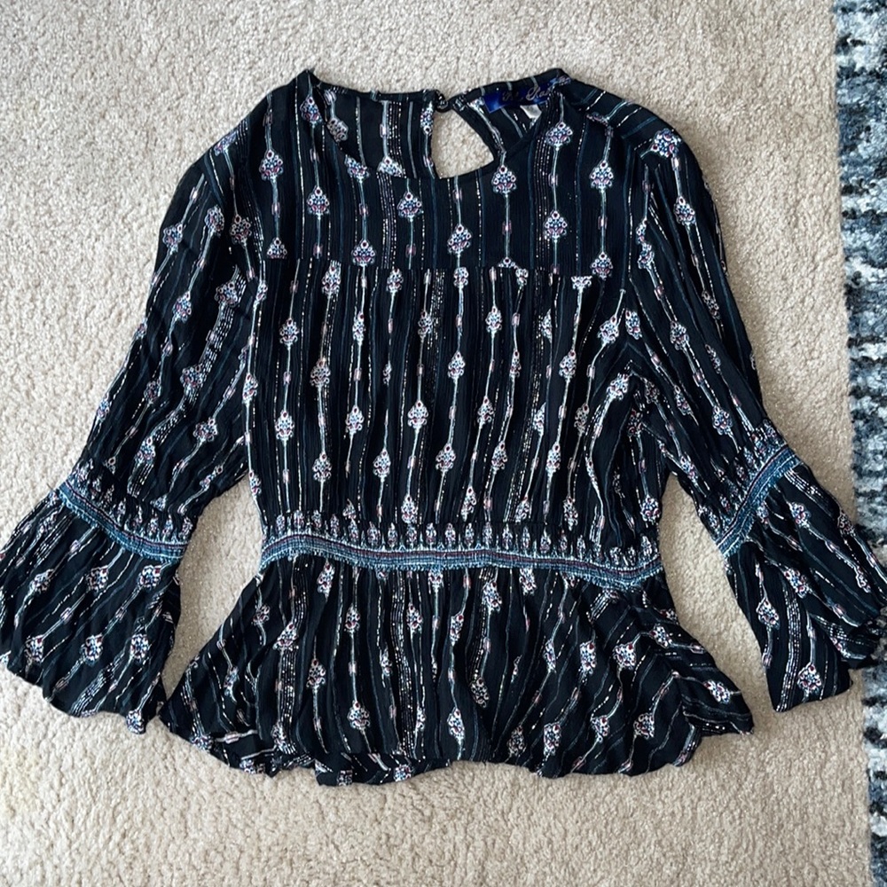 Blue Rain Top, Size: Extra Small, Color: Black / Printed